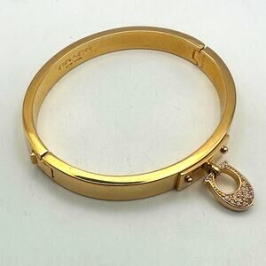 Coach Bangle Hinge Initial C Logo Charm Bright Gold tone Designer Jewelry